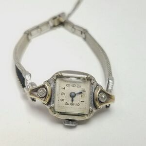 Vintage Ladies Clinton Swiss 10K Rolled White Gold Plate Bezel Steel Wrist Watch